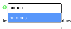 A user has mis-spelled “hummus” and the system is able to display the correct spelling